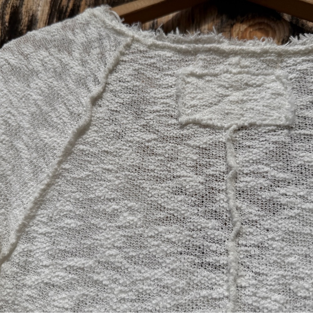 Free People We the Free Francis Tee NWT Ivory | Textured Raw Hem Scoop Neck Slim - Picture 10 of 14